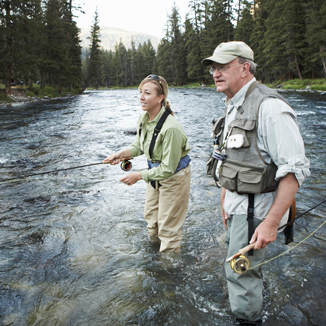 guide fishing with lady
